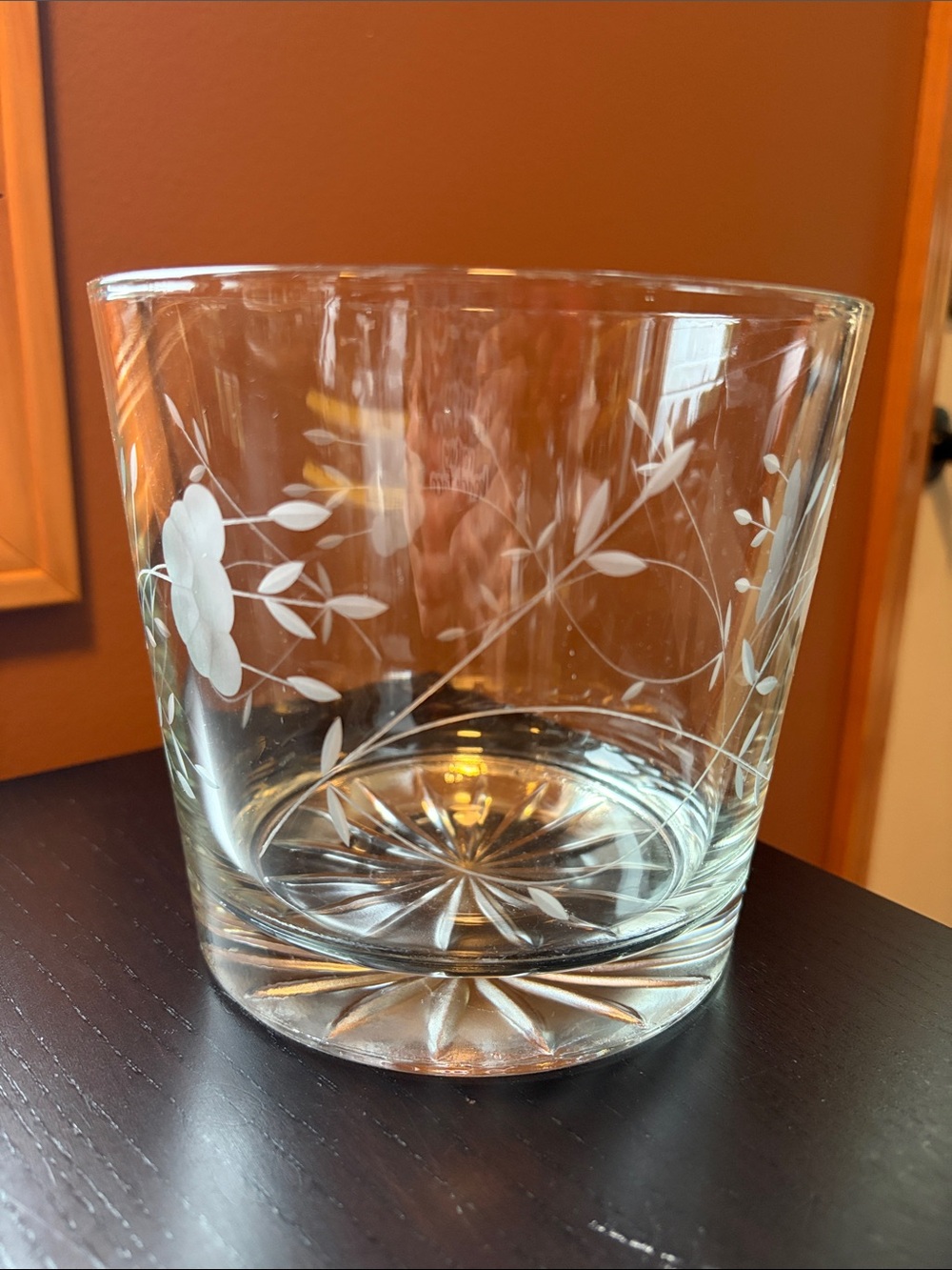 Vintage Princess House Heritage Etched Glass Ice Bucket Trifle Bowl smooth Base
